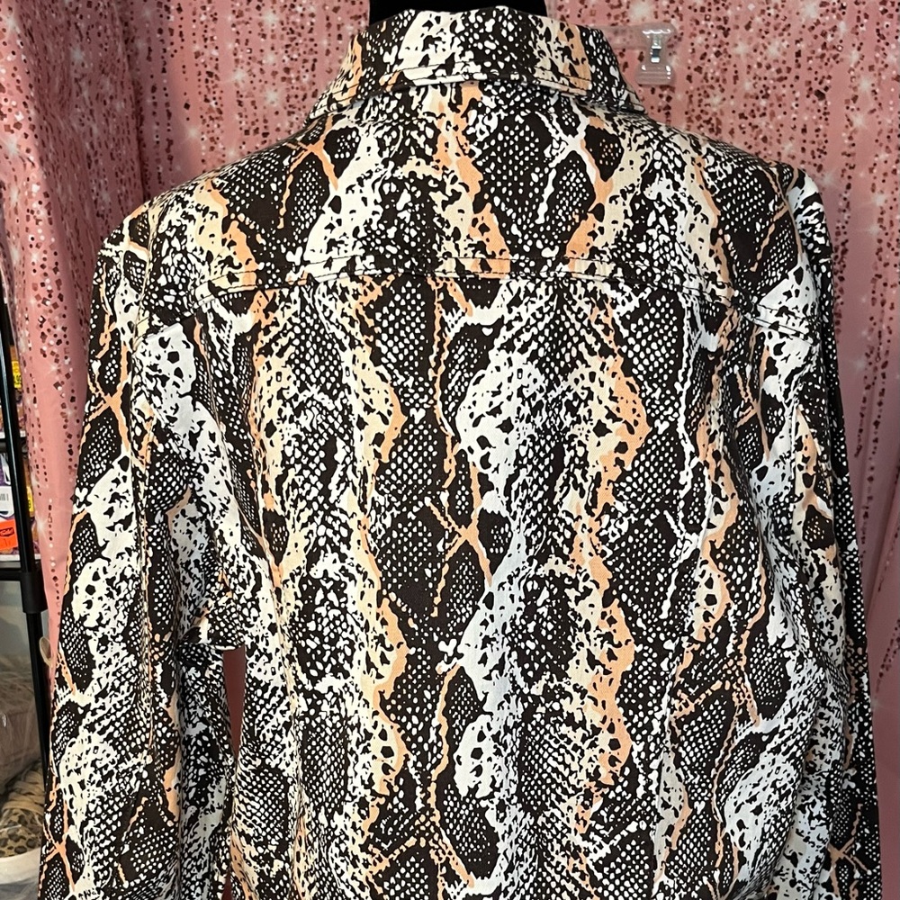 Eva Mendes NY&CO Brown Tan Snake Print Women's Jacket - Picture 8 of 8
